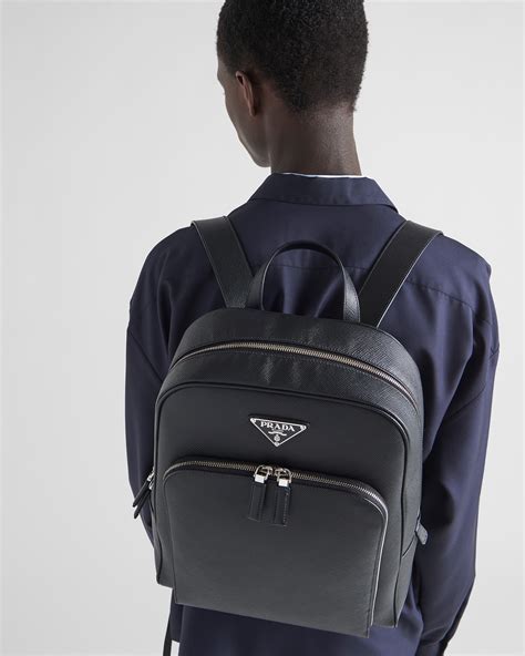 prada bags and shoes|Prada leather rucksack.